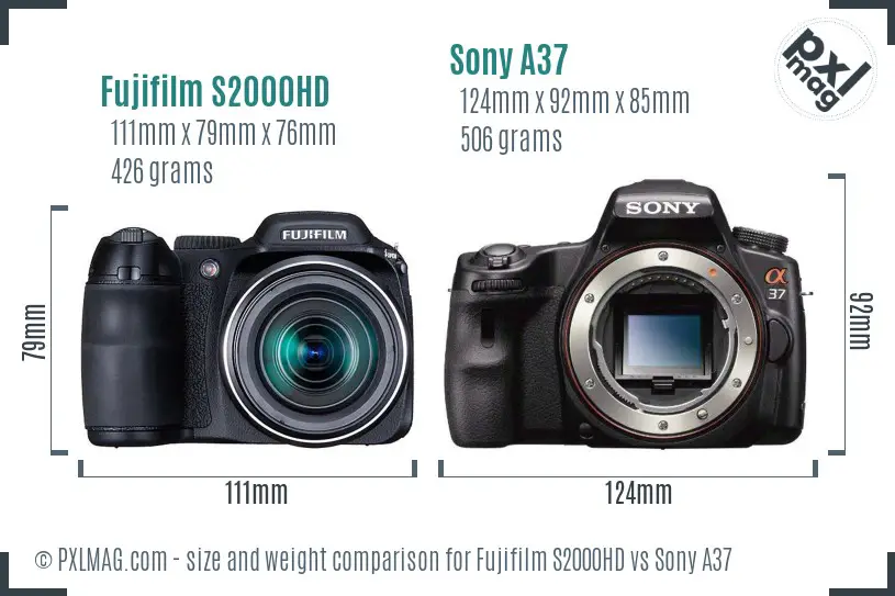 Fujifilm S2000HD vs Sony A37 size comparison