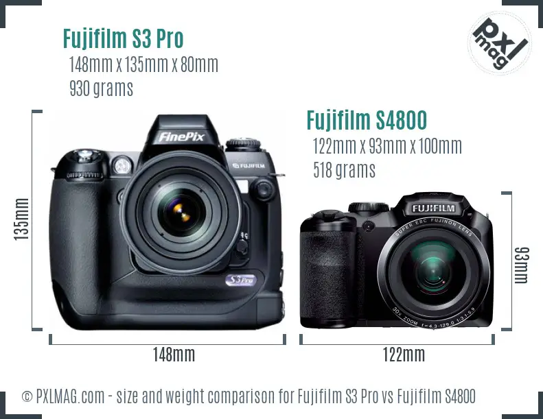 Fujifilm S3 Pro vs Fujifilm S4800 size comparison
