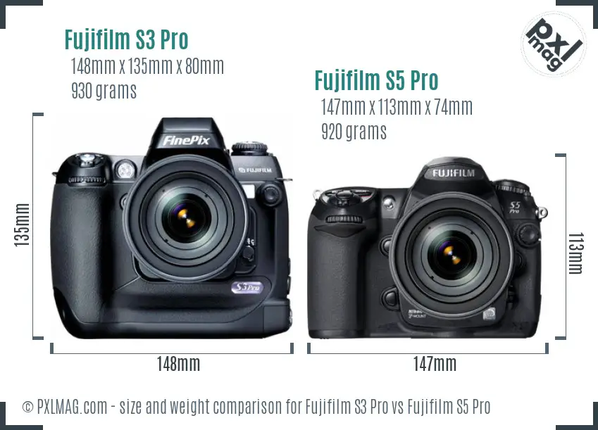 Fujifilm S3 Pro vs Fujifilm S5 Pro size comparison