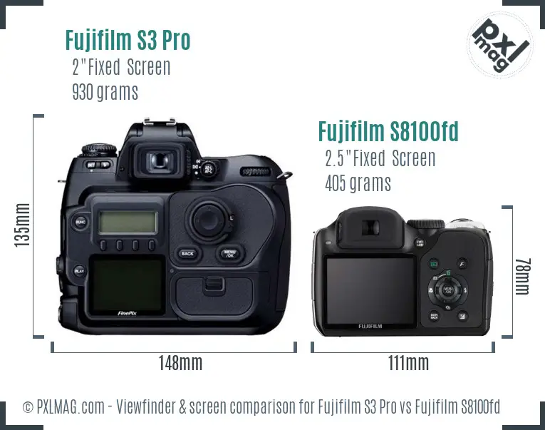 Fujifilm S3 Pro vs Fujifilm S8100fd Screen and Viewfinder comparison Fujifilm S3 Pro vs Fujifilm S8100fd Screen and Viewfinder comparison