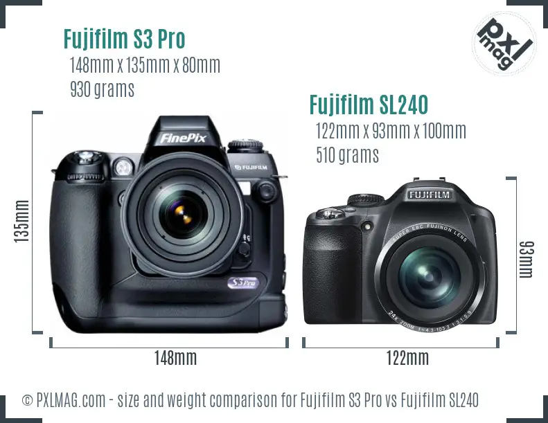 Fujifilm S3 Pro vs Fujifilm SL240 size comparison