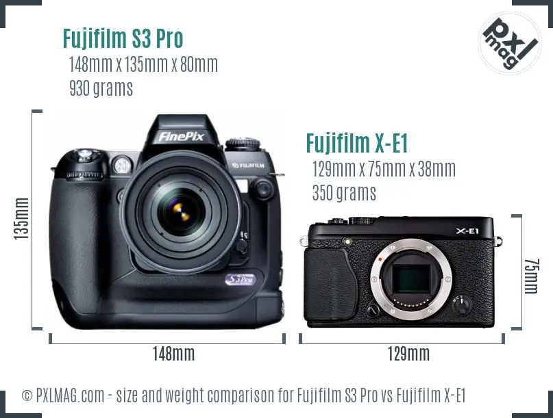 Fujifilm S3 Pro vs Fujifilm X-E1 size comparison