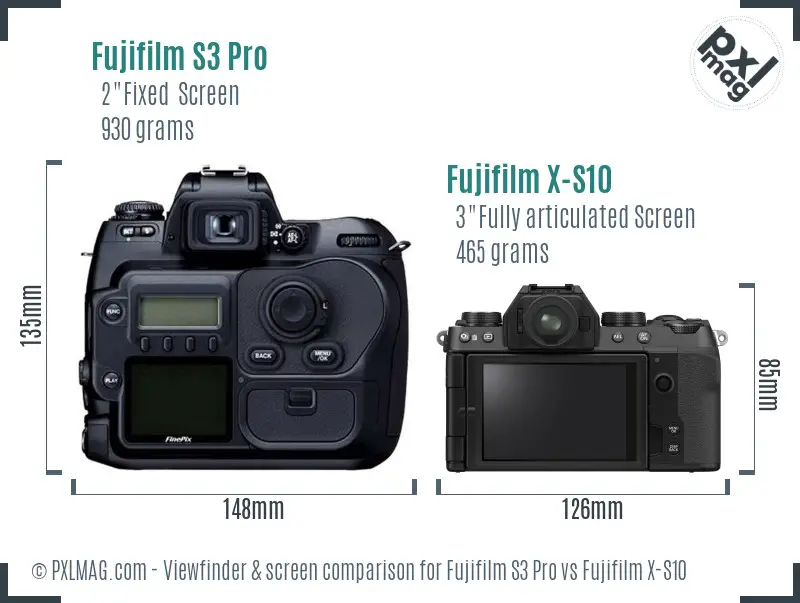 Fujifilm S3 Pro vs Fujifilm X-S10 Screen and Viewfinder comparison Fujifilm S3 Pro vs Fujifilm X-S10 Screen and Viewfinder comparison