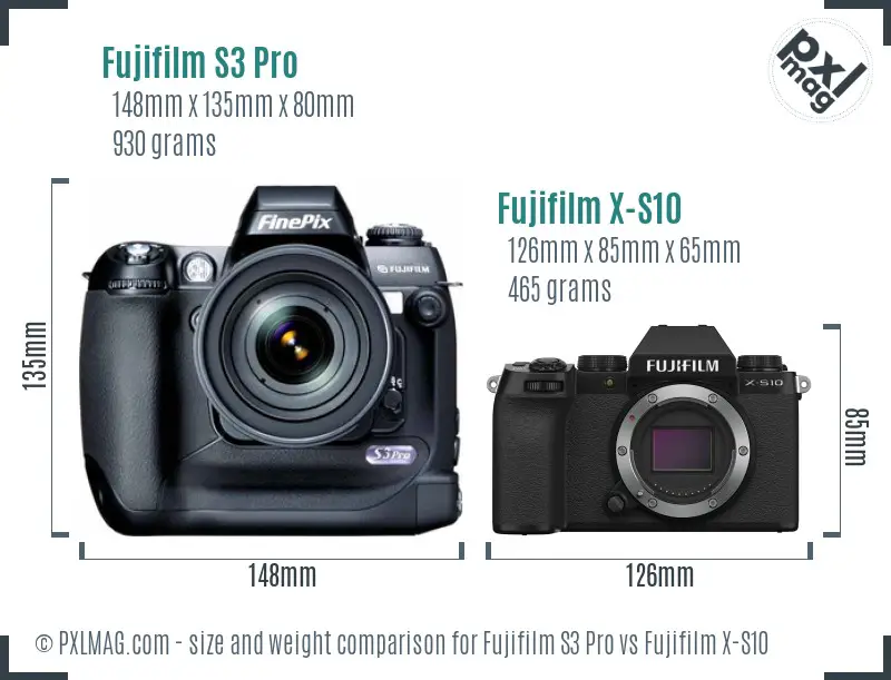 Fujifilm S3 Pro vs Fujifilm X-S10 size comparison Fujifilm S3 Pro vs Fujifilm X-S10 size comparison