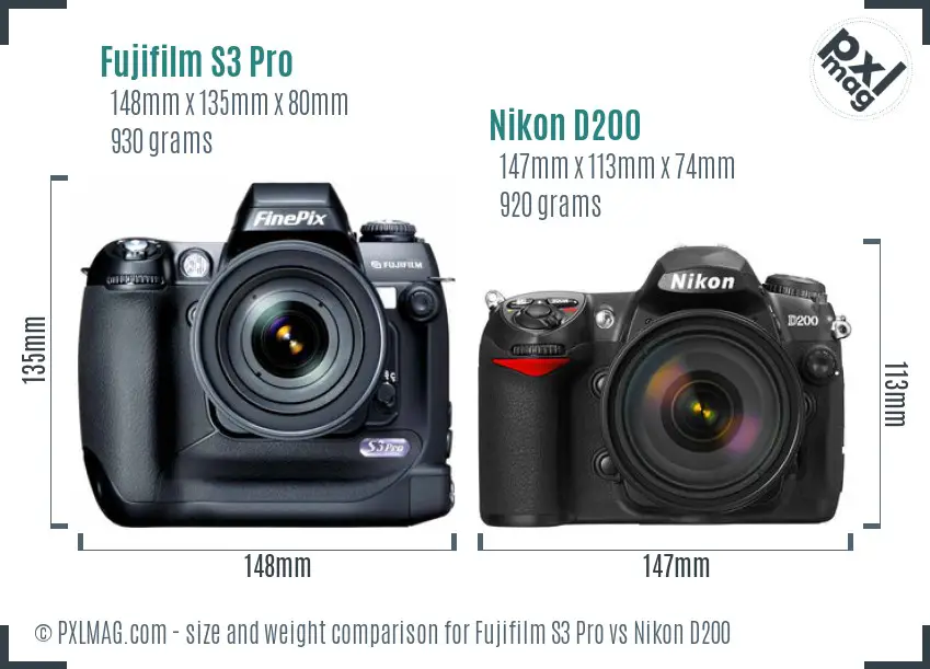 Fujifilm S3 Pro vs Nikon D200 size comparison Fujifilm S3 Pro vs Nikon D200 size comparison