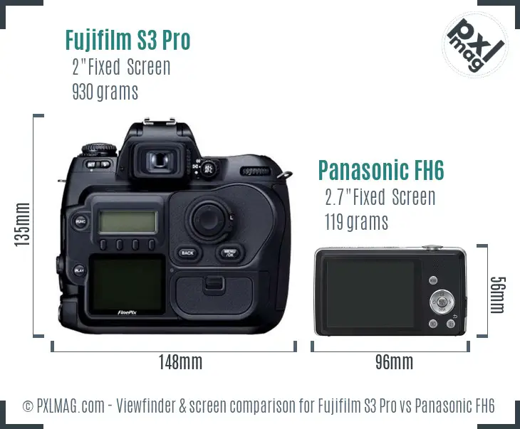 Fujifilm S3 Pro vs Panasonic FH6 Screen and Viewfinder comparison
