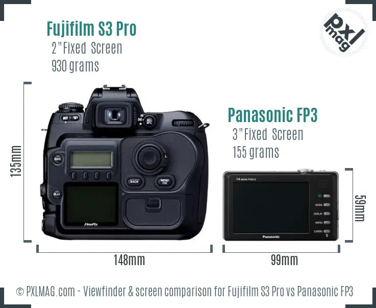 Fujifilm S3 Pro vs Panasonic FP3 Screen and Viewfinder comparison Fujifilm S3 Pro vs Panasonic FP3 Screen and Viewfinder comparison