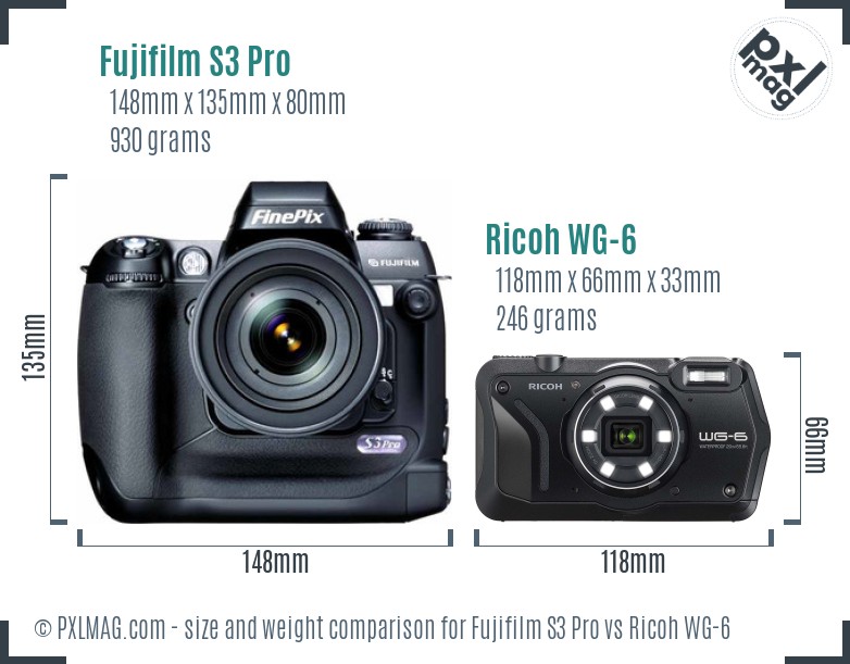 Fujifilm S3 Pro vs Ricoh WG-6 size comparison Fujifilm S3 Pro vs Ricoh WG-6 size comparison