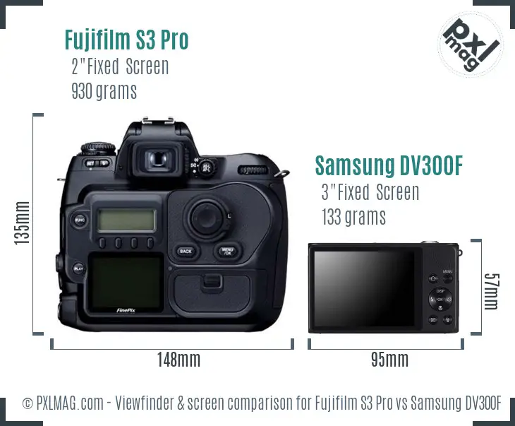 Fujifilm S3 Pro vs Samsung DV300F Screen and Viewfinder comparison Fujifilm S3 Pro vs Samsung DV300F Screen and Viewfinder comparison