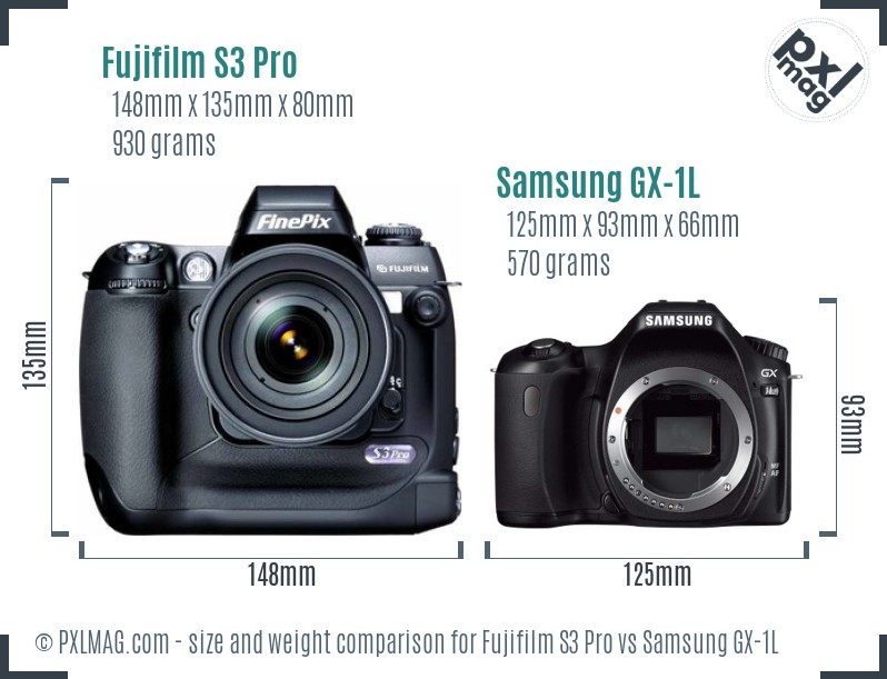 Fujifilm S3 Pro vs Samsung GX-1L size comparison Fujifilm S3 Pro vs Samsung GX-1L size comparison