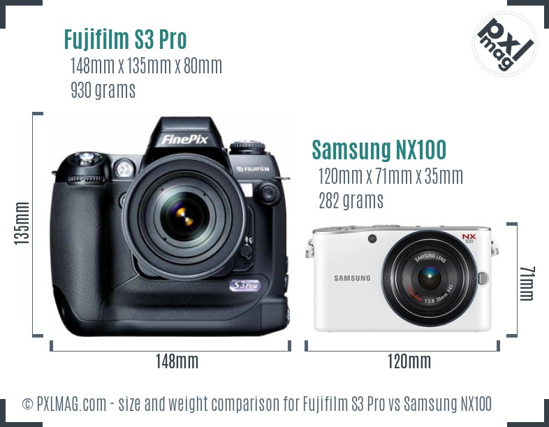 Fujifilm S3 Pro vs Samsung NX100 size comparison Fujifilm S3 Pro vs Samsung NX100 size comparison