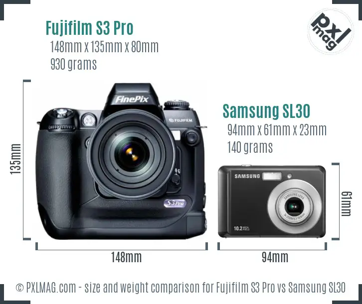 Fujifilm S3 Pro vs Samsung SL30 size comparison Fujifilm S3 Pro vs Samsung SL30 size comparison