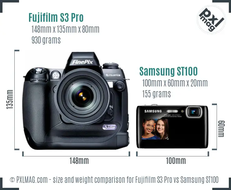 Fujifilm S3 Pro vs Samsung ST100 size comparison