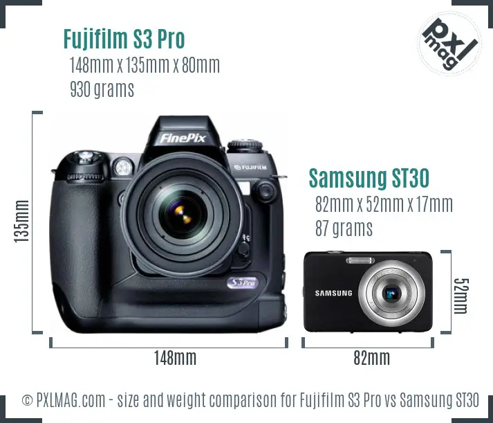 Fujifilm S3 Pro vs Samsung ST30 size comparison Fujifilm S3 Pro vs Samsung ST30 size comparison