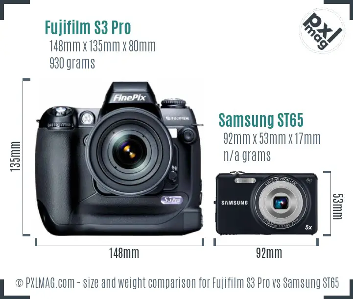 Fujifilm S3 Pro vs Samsung ST65 size comparison Fujifilm S3 Pro vs Samsung ST65 size comparison