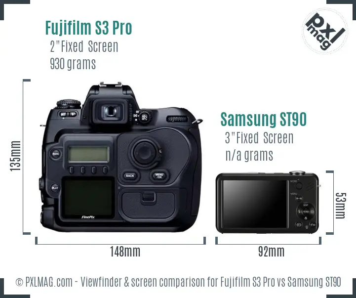 Fujifilm S3 Pro vs Samsung ST90 Screen and Viewfinder comparison Fujifilm S3 Pro vs Samsung ST90 Screen and Viewfinder comparison