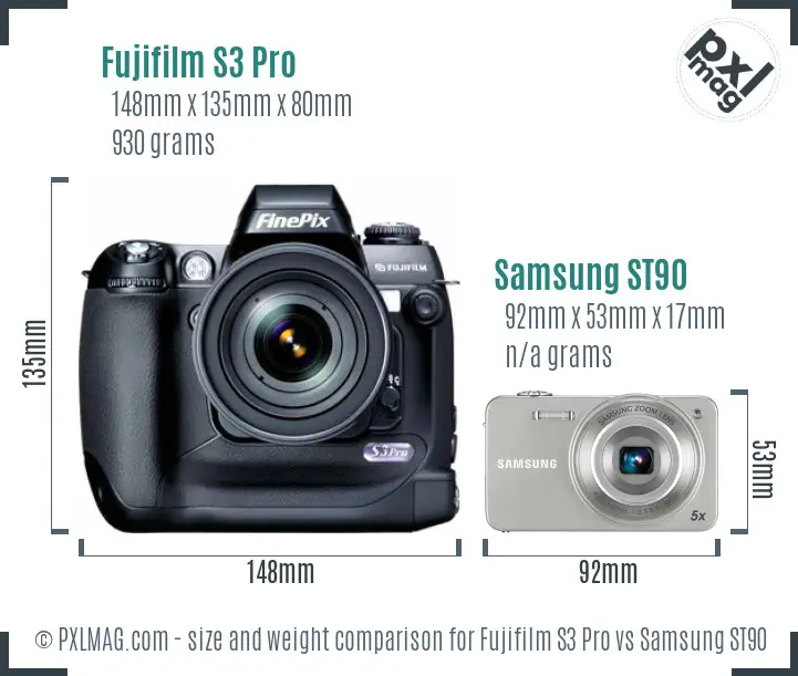 Fujifilm S3 Pro vs Samsung ST90 size comparison Fujifilm S3 Pro vs Samsung ST90 size comparison