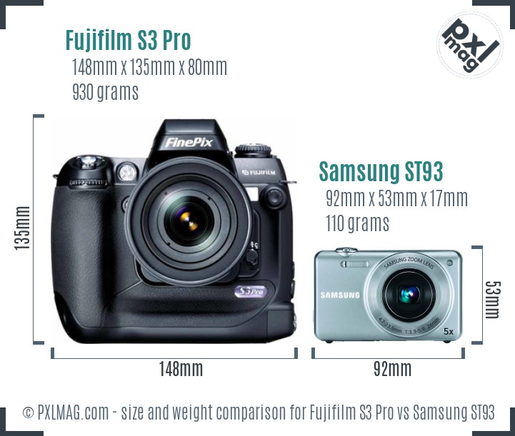 Fujifilm S3 Pro vs Samsung ST93 size comparison Fujifilm S3 Pro vs Samsung ST93 size comparison