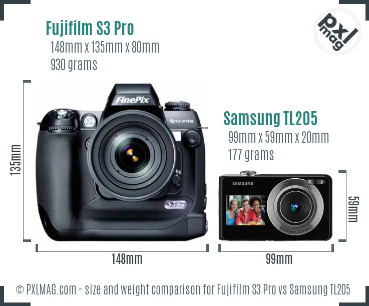 Fujifilm S3 Pro vs Samsung TL205 size comparison Fujifilm S3 Pro vs Samsung TL205 size comparison