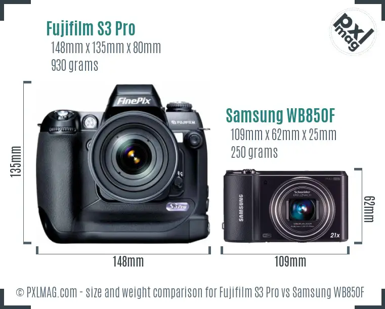 Fujifilm S3 Pro vs Samsung WB850F size comparison Fujifilm S3 Pro vs Samsung WB850F size comparison