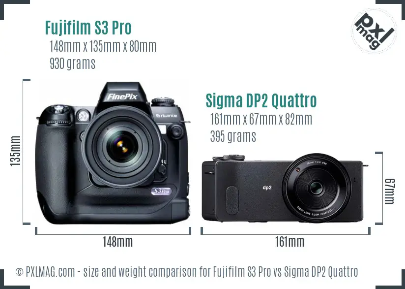 Fujifilm S3 Pro vs Sigma DP2 Quattro size comparison