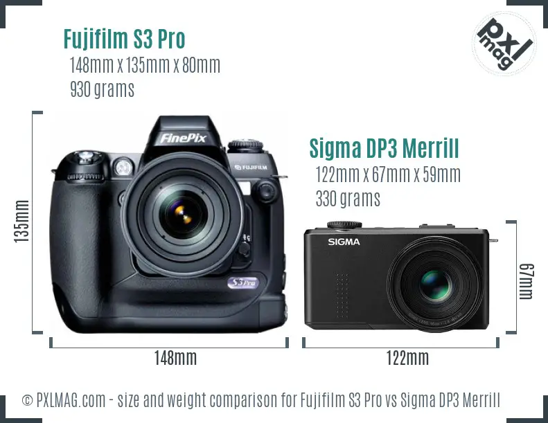 Fujifilm S3 Pro vs Sigma DP3 Merrill size comparison Fujifilm S3 Pro vs Sigma DP3 Merrill size comparison