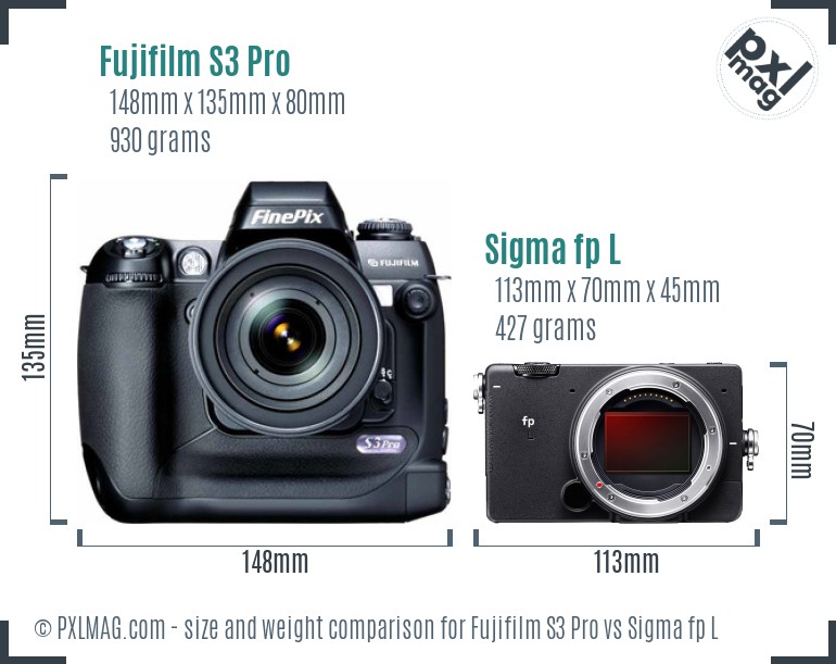 Fujifilm S3 Pro vs Sigma fp L size comparison Fujifilm S3 Pro vs Sigma fp L size comparison
