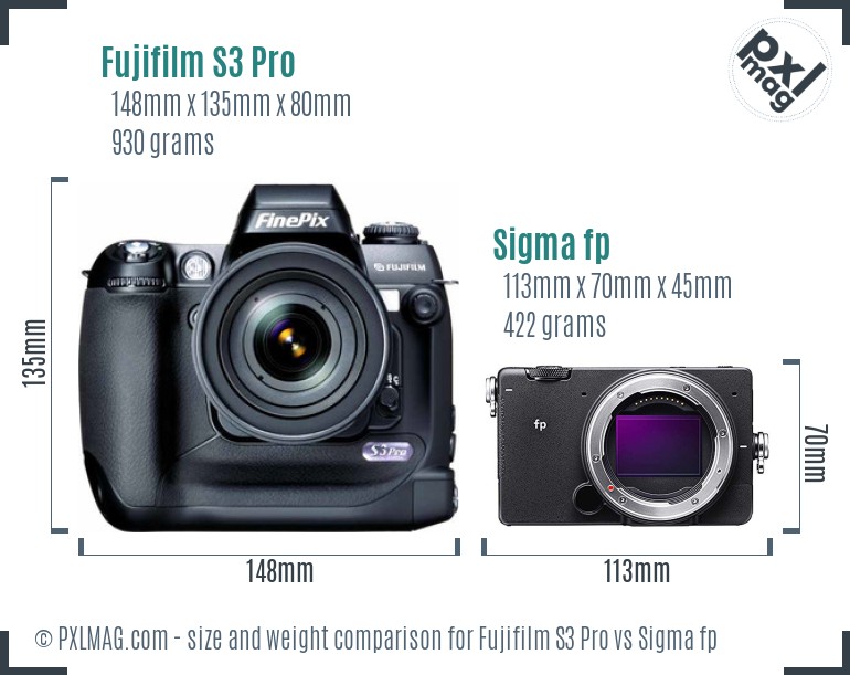 Fujifilm S3 Pro vs Sigma fp size comparison Fujifilm S3 Pro vs Sigma fp size comparison