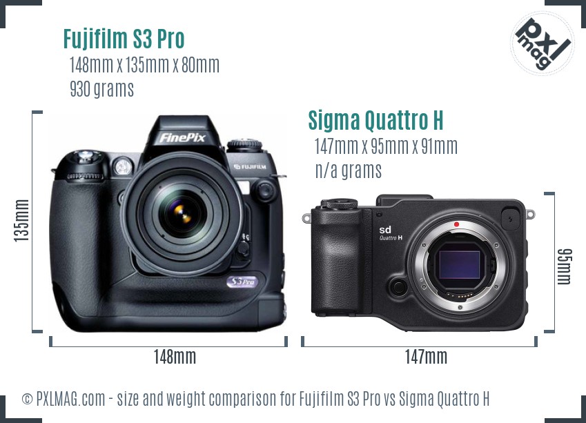 Fujifilm S3 Pro vs Sigma Quattro H size comparison Fujifilm S3 Pro vs Sigma Quattro H size comparison