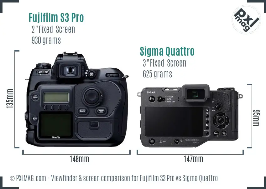 Fujifilm S3 Pro vs Sigma Quattro Screen and Viewfinder comparison Fujifilm S3 Pro vs Sigma Quattro Screen and Viewfinder comparison