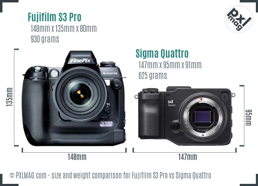 Fujifilm S3 Pro vs Sigma Quattro size comparison Fujifilm S3 Pro vs Sigma Quattro size comparison