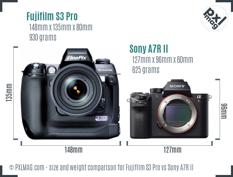 Fujifilm S3 Pro vs Sony A7R II size comparison Fujifilm S3 Pro vs Sony A7R II size comparison