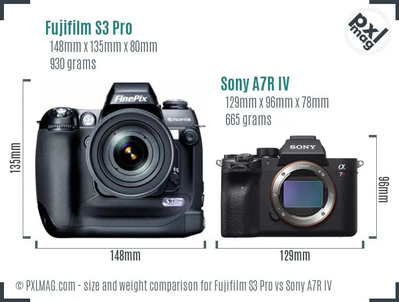 Fujifilm S3 Pro vs Sony A7R IV size comparison