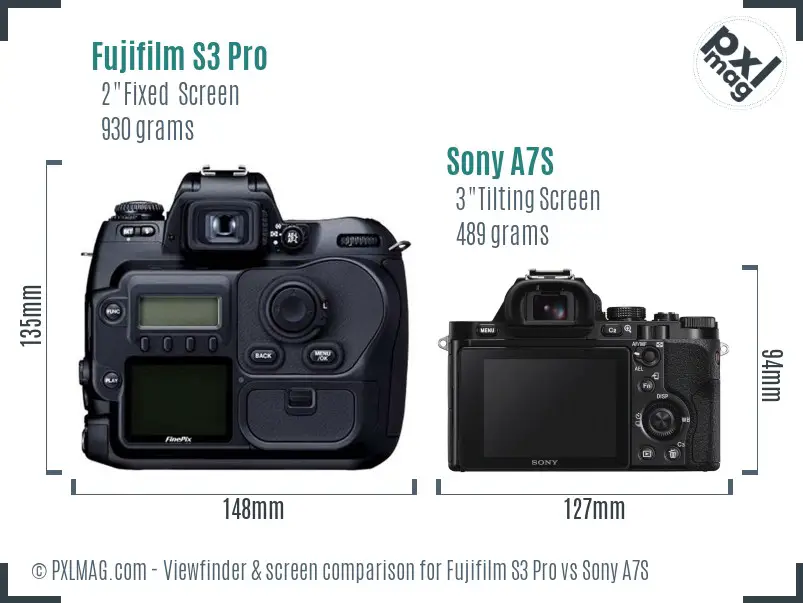 Fujifilm S3 Pro vs Sony A7S Screen and Viewfinder comparison Fujifilm S3 Pro vs Sony A7S Screen and Viewfinder comparison