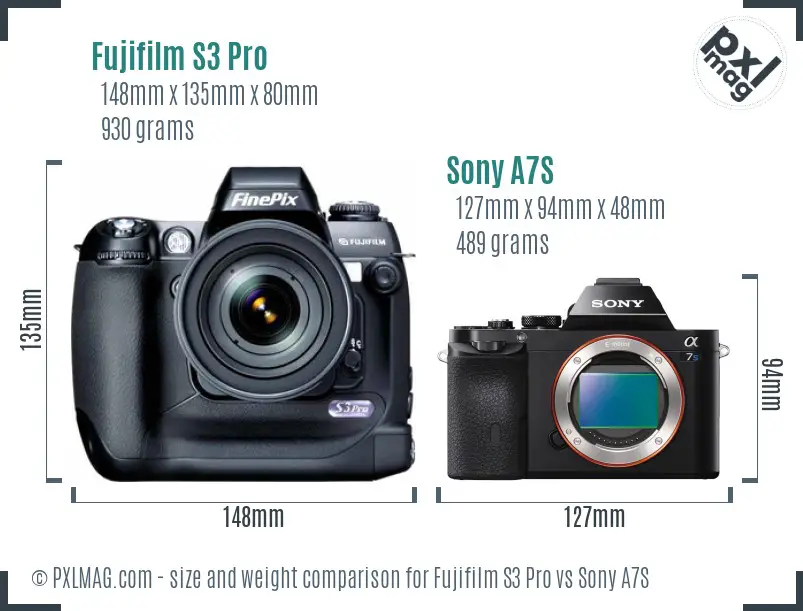 Fujifilm S3 Pro vs Sony A7S size comparison Fujifilm S3 Pro vs Sony A7S size comparison