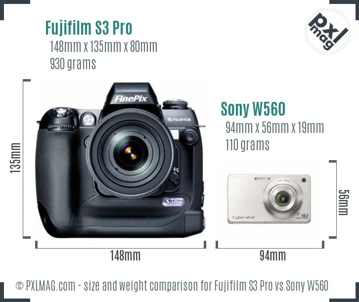 Fujifilm S3 Pro vs Sony W560 size comparison