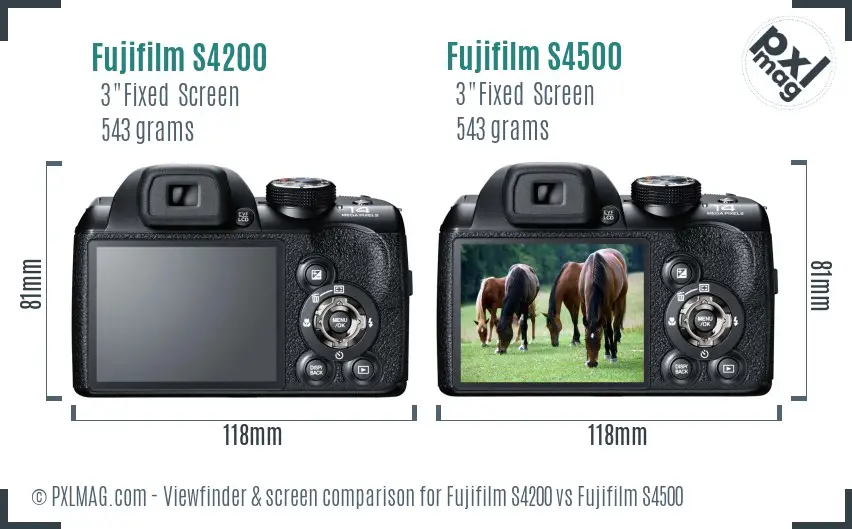 Fujifilm S4200 vs Fujifilm S4500 Screen and Viewfinder comparison