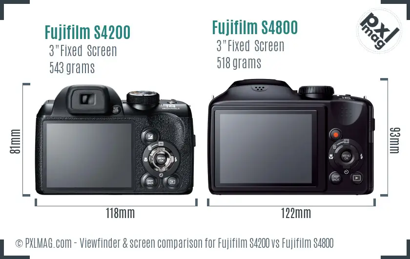 Fujifilm S4200 vs Fujifilm S4800 Screen and Viewfinder comparison