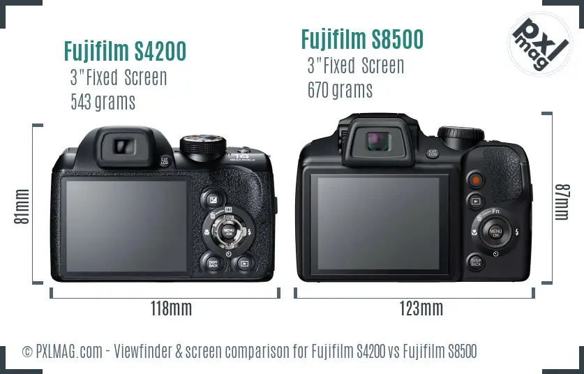 Fujifilm S4200 vs Fujifilm S8500 Screen and Viewfinder comparison