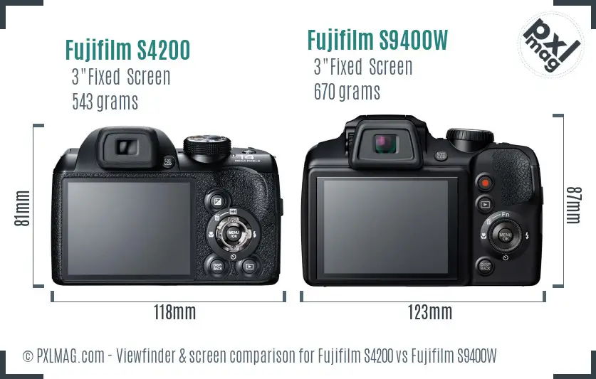 Fujifilm S4200 vs Fujifilm S9400W Screen and Viewfinder comparison