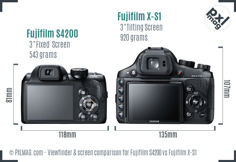 Fujifilm S4200 vs Fujifilm X-S1 Screen and Viewfinder comparison