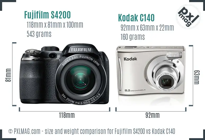 Fujifilm S4200 vs Kodak C140 size comparison