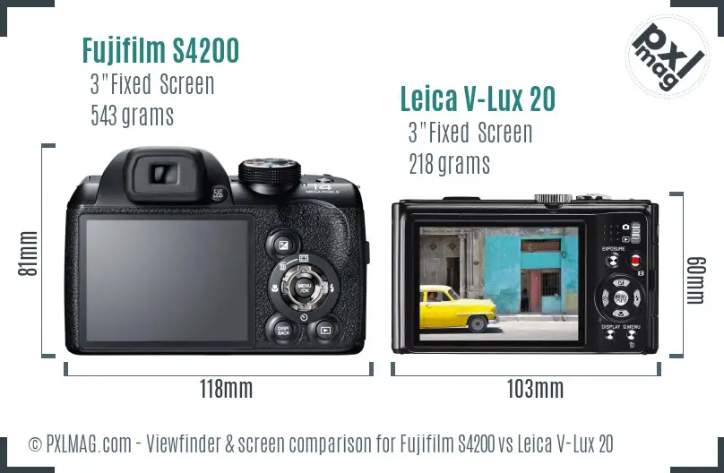 Fujifilm S4200 vs Leica V-Lux 20 Screen and Viewfinder comparison