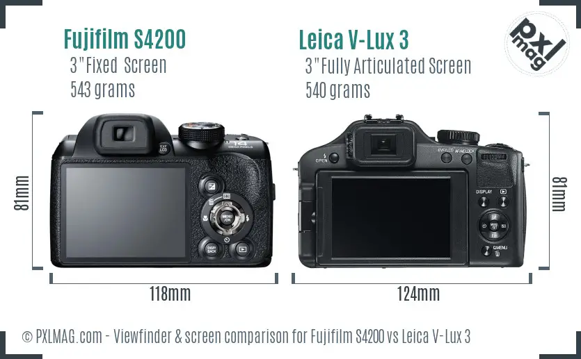 Fujifilm S4200 vs Leica V-Lux 3 Screen and Viewfinder comparison Fujifilm S4200 vs Leica V-Lux 3 Screen and Viewfinder comparison