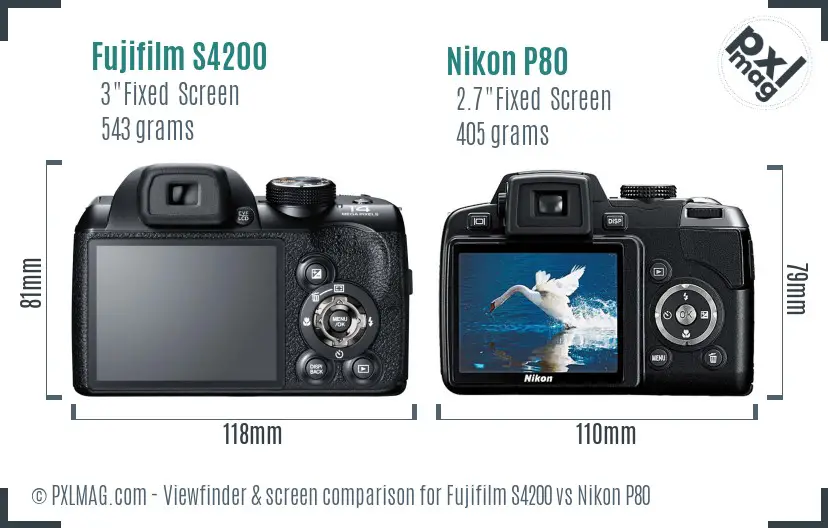 Fujifilm S4200 vs Nikon P80 Screen and Viewfinder comparison