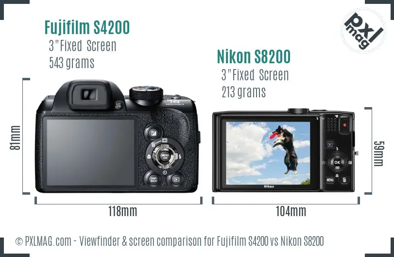 Fujifilm S4200 vs Nikon S8200 Screen and Viewfinder comparison