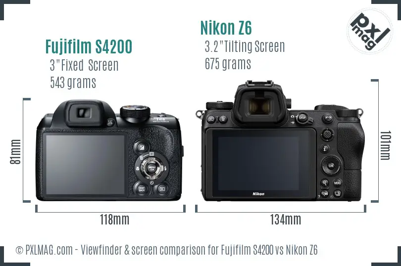 Fujifilm S4200 vs Nikon Z6 Screen and Viewfinder comparison