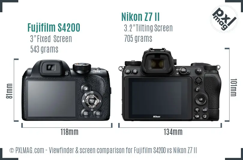 Fujifilm S4200 vs Nikon Z7 II Screen and Viewfinder comparison