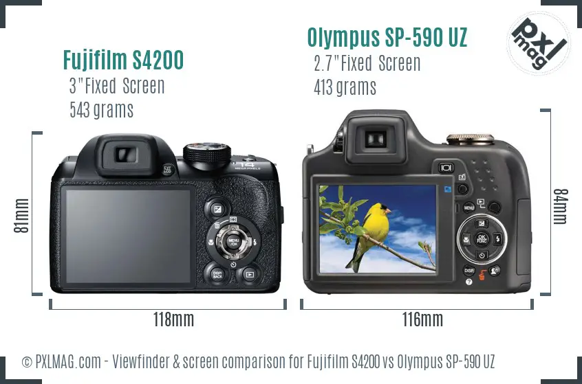 Fujifilm S4200 vs Olympus SP-590 UZ Screen and Viewfinder comparison Fujifilm S4200 vs Olympus SP-590 UZ Screen and Viewfinder comparison