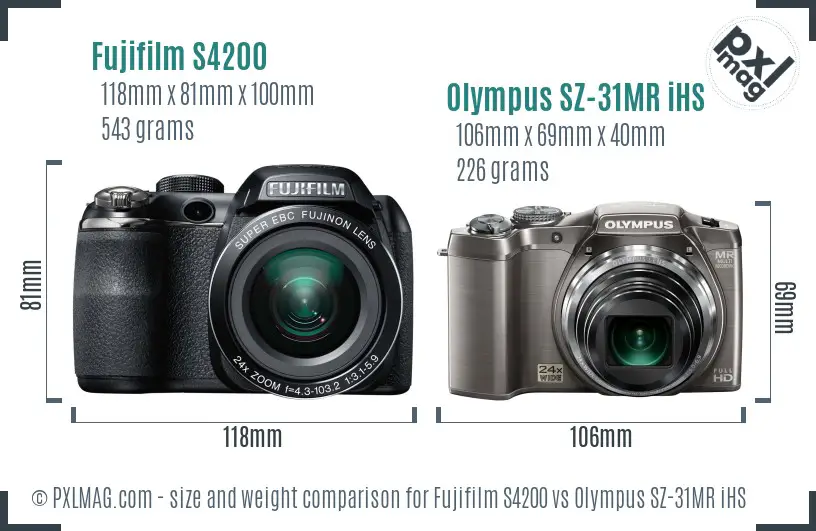 Fujifilm S4200 vs Olympus SZ-31MR iHS size comparison